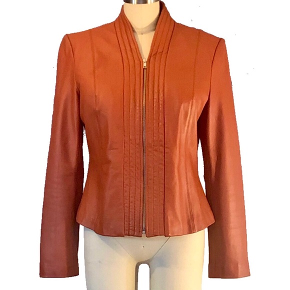 metrostyle Jackets & Blazers - 100% Genuine Real rust brown Leather jacket with zipper by Metrostyle.
